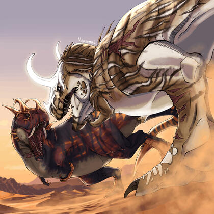 ArtFight 2026 - FickleFate (Nodens) and halfsnake (Alamgir)
